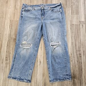 Torrid Plus Size Jeans Ripped Knees Wide Leg Mid Rise Jeans Vintage fit